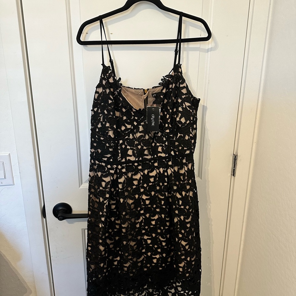 City Chic Black and Tan Spaghetti Strap Cocktail Dress